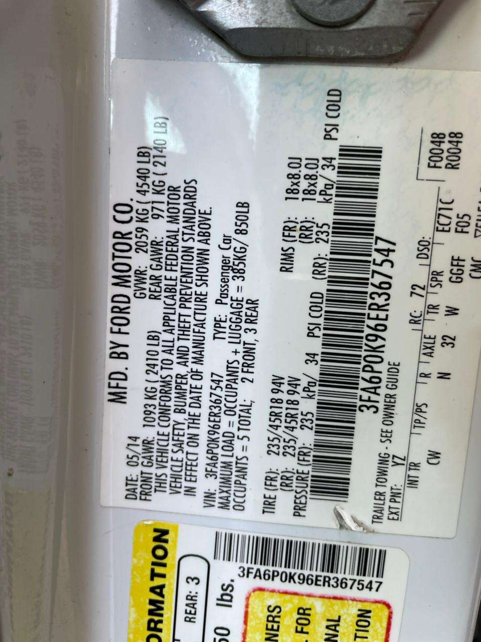 Ford Fusion, 2014 il, 2.0 L, 160 000 km