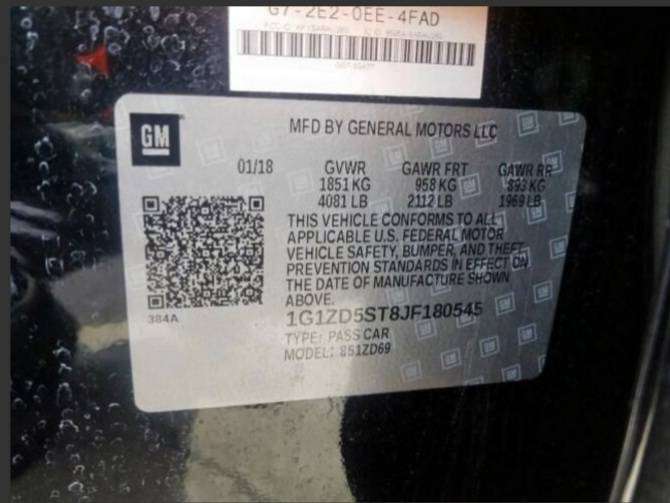 Chevrolet Malibu, 2018 il, 1.5 L, 119 000 km