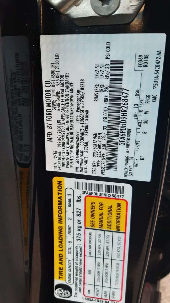 Ford Fusion, 2016 il, 1.5 L, 100 500 km